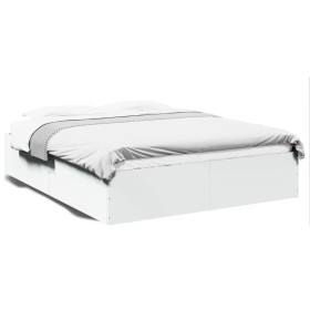 White engineered wood bed frame 160x200 cm by vidaXL, Beds and slatted bases - Ref: Foro24-3281000, Price: 132,75 €, Discount: %