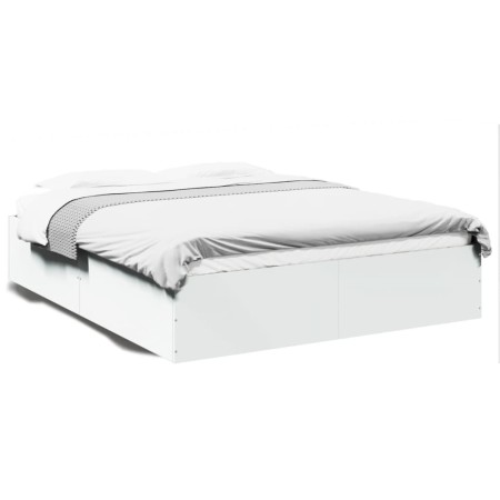 Estructura de cama madera de ingeniería blanca 160x200 cm de vidaXL, Camas y somieres - Ref: Foro24-3281000, Precio: 132,76 €