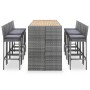 9 Stück synthetisches Rattan Gartenbar-Möbel Akaziengrau Holz von vidaXL, Gartensets - Ref: Foro24-49567, Preis: 647,81 €, Ra...