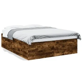 Smoked oak engineered wood bed frame 150x200cm by vidaXL, Beds and slatted bases - Ref: Foro24-3280920, Price: 145,01 €, Disc...