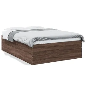 Oak brown engineered wood bed frame 120x200 cm by vidaXL, Beds and slatted bases - Ref: Foro24-3280936, Price: 140,19 €, Disc...