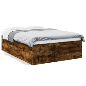 Smoked oak engineered wood bed frame 120x200cm by vidaXL, Beds and slatted bases - Ref: Foro24-3280934, Price: 135,68 €, Disc...