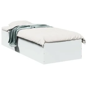 White engineered wood bed frame 90x200 cm by vidaXL, Beds and slatted bases - Ref: Foro24-3281056, Price: 95,37 €, Discount: %
