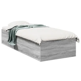 Sonoma gray engineered wood bed frame 90x200 cm by vidaXL, Beds and slatted bases - Ref: Foro24-3281061, Price: 95,37 €, Disc...