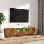 Set de muebles TV con LEDS 2 pzas contrachapada roble ahumado