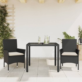 Garden dining set 3 pieces with black glass synthetic rattan cushions by vidaXL, Garden sets - Ref: Foro24-3278537, Price: 21...