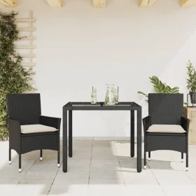 Garden dining set 3 pieces with black glass synthetic rattan cushions by vidaXL, Garden sets - Ref: Foro24-3278537, Price: 22...