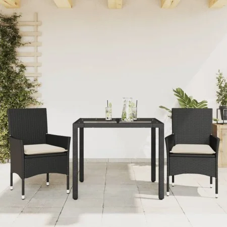 Garden dining set 3 pieces with black glass synthetic rattan cushions by vidaXL, Garden sets - Ref: Foro24-3278537, Price: 22...