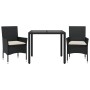 Garden dining set 3 pieces with black glass synthetic rattan cushions by vidaXL, Garden sets - Ref: Foro24-3278537, Price: 21...