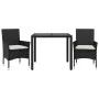 Garden dining set 3 pieces with black glass synthetic rattan cushions by vidaXL, Garden sets - Ref: Foro24-3278537, Price: 22...