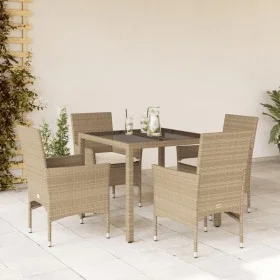 Garden dining set 5 pieces with beige glass synthetic rattan cushions by vidaXL, Garden sets - Ref: Foro24-3278568, Price: 38...