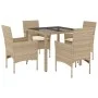 Garden dining set 5 pieces with beige glass synthetic rattan cushions by vidaXL, Garden sets - Ref: Foro24-3278568, Price: 38...