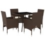 Garden dining set 5 pieces with brown glass synthetic rattan cushions by vidaXL, Garden sets - Ref: Foro24-3278604, Price: 31...