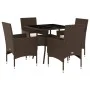 Garden dining set 5 pieces with brown glass synthetic rattan cushions by vidaXL, Garden sets - Ref: Foro24-3278604, Price: 33...