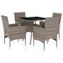 Garten-Essgruppe 5-teilig und Kissen aus synthetischem Rattan in grauem Glas von vidaXL, Gartensets - Ref: Foro24-3278606, Pr...