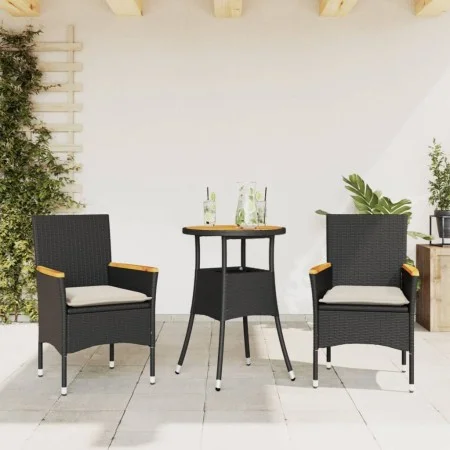 3-piece garden dining set with black acacia PE rattan cushions by vidaXL, Garden sets - Ref: Foro24-3278717, Price: 188,78 €,...