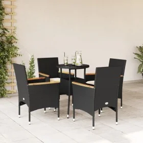 Garden dining set 5 pieces with black glass synthetic rattan cushions by vidaXL, Garden sets - Ref: Foro24-3278722, Price: 31...