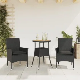 3-piece garden dining set with black acacia PE rattan cushions by vidaXL, Garden sets - Ref: Foro24-3278729, Price: 179,82 €,...