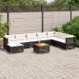 Set de sofás de jardín 8 piezas y cojines ratán sintético negro