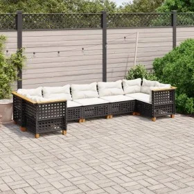 7-teiliges Gartensofa-Set mit schwarzen synthetischen Rattankissen von vidaXL, Gartensets - Ref: Foro24-3261974, Preis: 602,8...
