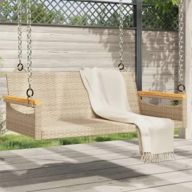 Beige synthetic rattan swing bench 109x62x40 cm by vidaXL, garden benches - Ref: Foro24-368145, Price: 92,13 €, Discount: %