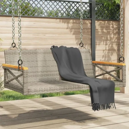 Gray synthetic rattan swing bench 109x62x40 cm by vidaXL, garden benches - Ref: Foro24-368153, Price: 93,63 €, Discount: %