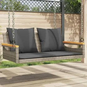 Schaukelbank mit grauen synthetischen Rattankissen 109x62x40 cm von vidaXL, Gartenbänke - Ref: Foro24-368147, Preis: 122,26 €...