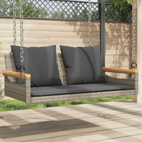 Swing bench with gray synthetic rattan cushions 109x62x40 cm by vidaXL, garden benches - Ref: Foro24-368147, Price: 111,40 €,...