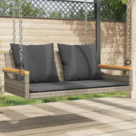 Swing bench with gray synthetic rattan cushions 109x62x40 cm by vidaXL, garden benches - Ref: Foro24-368147, Price: 122,26 €,...