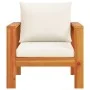 Sillón de jardín con cojines madera maciza de acacia de vidaXL, Sofás modulares de exterior - Ref: Foro24-367621, Precio: 125...