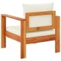 Sillón de jardín con cojines madera maciza de acacia de vidaXL, Sofás modulares de exterior - Ref: Foro24-367621, Precio: 125...