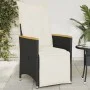Sillón reclinable de jardín con cojines ratán sintético negro de vidaXL, Sillas de jardín - Ref: Foro24-365664, Precio: 131,3...