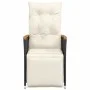 Sillón reclinable de jardín con cojines ratán sintético negro de vidaXL, Sillas de jardín - Ref: Foro24-365664, Precio: 131,3...