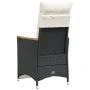 Garden recliner with black synthetic rattan cushions by vidaXL, Garden chairs - Ref: Foro24-365664, Price: 129,13 €, Discount: %
