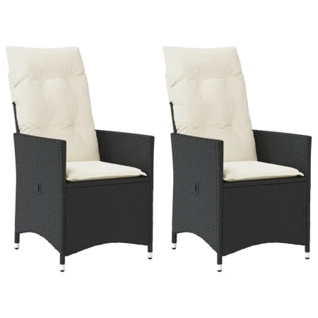 Sillones reclinable jardín cojines 2 uds ratán sintético negro de vidaXL, Sillas de jardín - Ref: Foro24-365645, Precio: 231,...