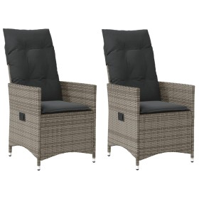 Gartenliegen und Kissen 2 Stück graues synthetisches Rattan von vidaXL, Gartenstühle - Ref: Foro24-365647, Preis: 217,78 €, R...