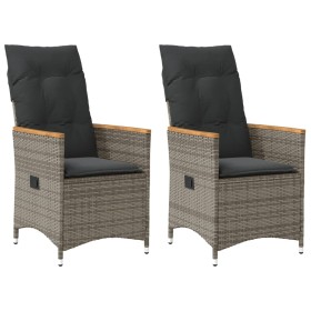 Sillones reclinable jardín y cojines 2 uds ratán sintético gris de vidaXL, Sillas de jardín - Ref: Foro24-365651, Precio: 214...