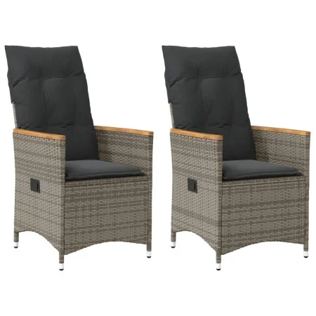 Sillones reclinable jardín y cojines 2 uds ratán sintético gris de vidaXL, Sillas de jardín - Ref: Foro24-365651, Precio: 231...