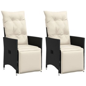 Garden recliners cushions 2 pcs black synthetic rattan by vidaXL, Garden chairs - Ref: Foro24-365666, Price: 227,01 €, Discou...