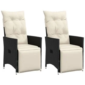 Garden recliners cushions 2 pcs black synthetic rattan by vidaXL, Garden chairs - Ref: Foro24-365666, Price: 215,76 €, Discou...