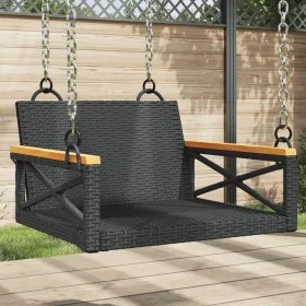 Black synthetic rattan swing bench 63x62x40 cm by vidaXL, garden benches - Ref: Foro24-368170, Price: 66,88 €, Discount: %