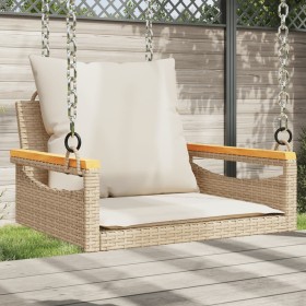 Schaukelbank mit beigen synthetischen Rattankissen 63x62x40 cm von vidaXL, Gartenbänke - Ref: Foro24-368166, Preis: 83,79 €, ...