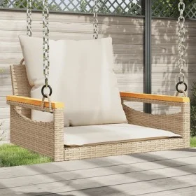 Swing bench with beige synthetic rattan cushions 63x62x40 cm by vidaXL, garden benches - Ref: Foro24-368166, Price: 89,30 €, ...