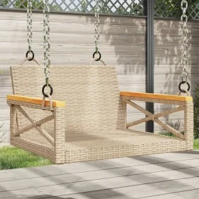 Beigefarbene Schaukelbank aus synthetischem Rattan, 63 x 62 x 40 cm von vidaXL, Gartenbänke - Ref: Foro24-368172, Preis: 69,8...