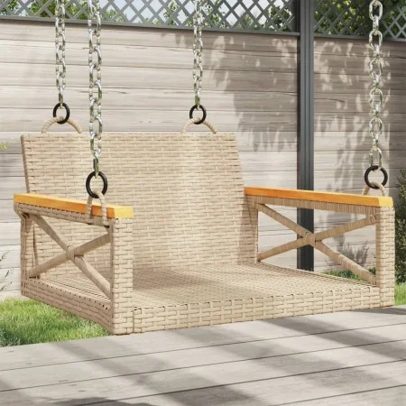 Beige synthetic rattan swing bench 63x62x40 cm by vidaXL, garden benches - Ref: Foro24-368172, Price: 69,85 €, Discount: %