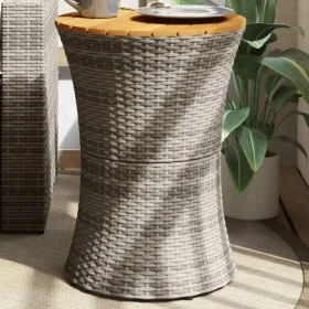 Drum-shaped garden table in synthetic rattan and gray wood by vidaXL, Garden tables - Ref: Foro24-368297, Price: 79,16 €, Dis...