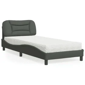 Bed with dark gray fabric mattress 90x190 cm by vidaXL, Beds and slatted bases - Ref: Foro24-3208500, Price: 269,07 €, Discou...