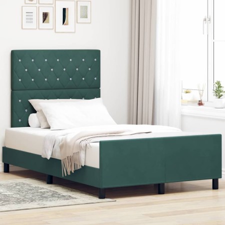 Estructura de cama Verde oscuro 120 x 190 cm Terciopelo