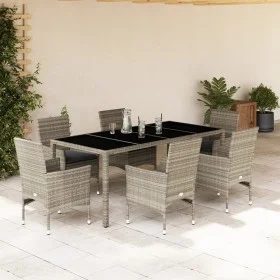 7-piece garden dining set with PE rattan and gray glass cushions by vidaXL, Garden sets - Ref: Foro24-3278577, Price: 508,72 ...