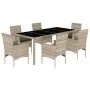 7-piece garden dining set with PE rattan and gray glass cushions by vidaXL, Garden sets - Ref: Foro24-3278577, Price: 508,72 ...